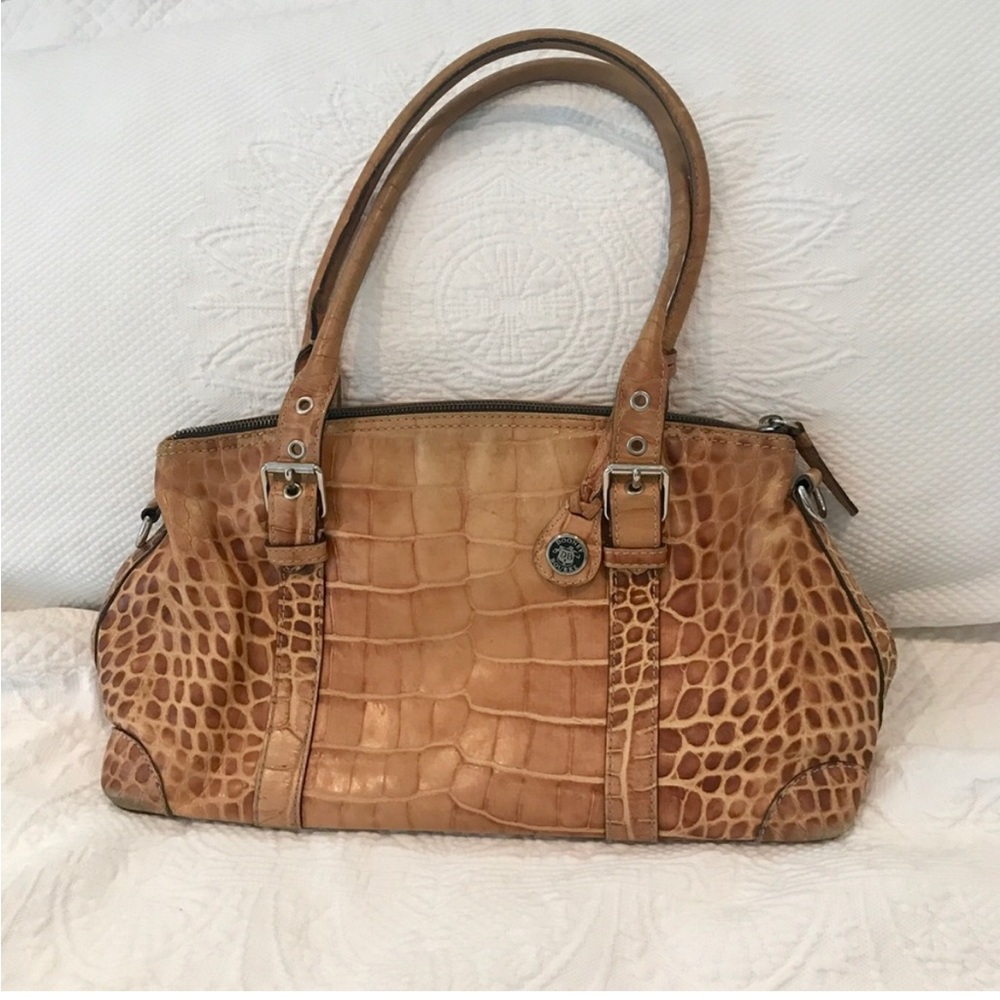 Vintage Y2K Dooney & Bourke Tan Crocodile-Embossed Shoulder Bag